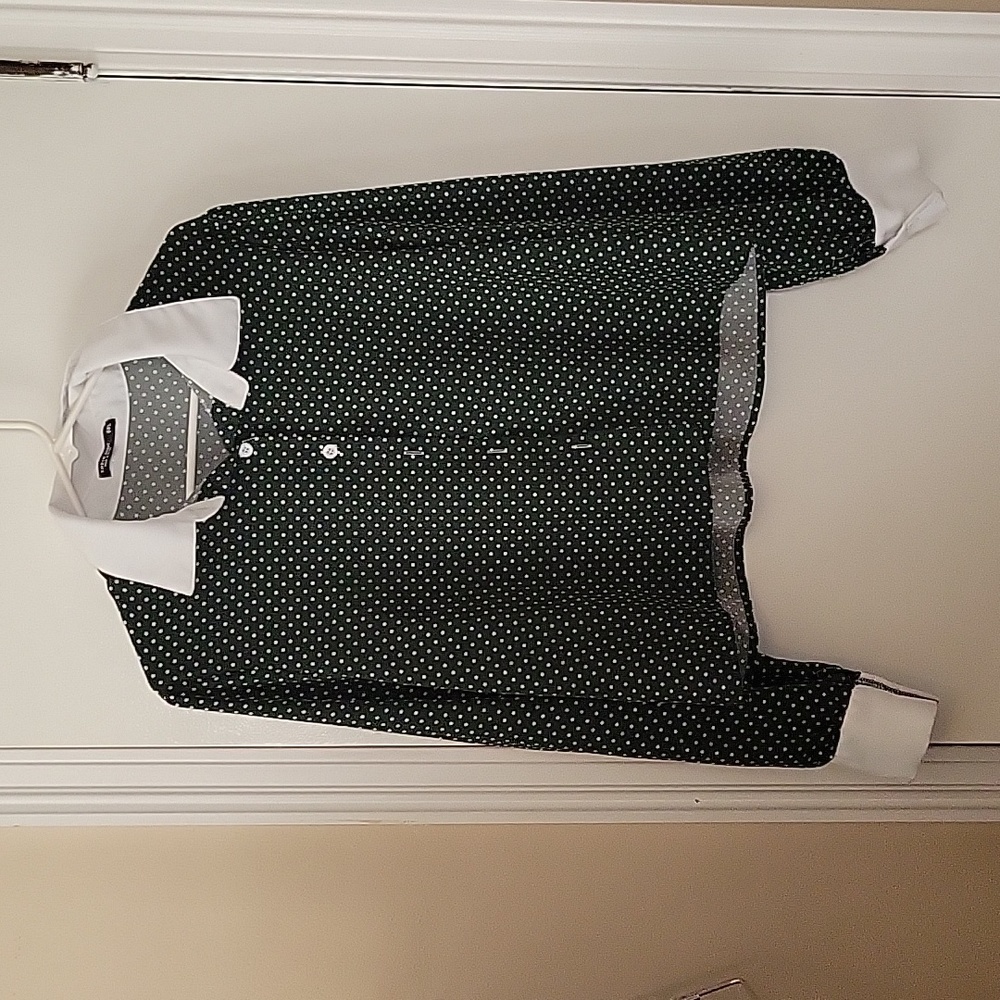 CLEARANCE  EUC Green Polka-dot Shein Curve Button-down Blouse Size 0XL